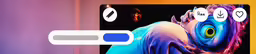 a monitor with blue and orange lines that are pointing towards different symbols
