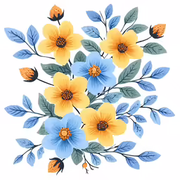 flowers and leaves painted on a white surface