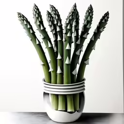 the green stems are arranged into four rows
