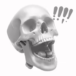 a skull with a question mark above it