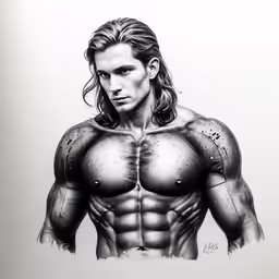 a man with big breast and large muscles