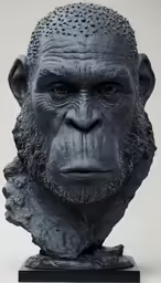 a close up of a head on top of a table