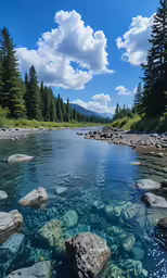 a river running through the middle of the woods