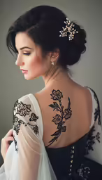a beautiful woman with a tattoo on her back