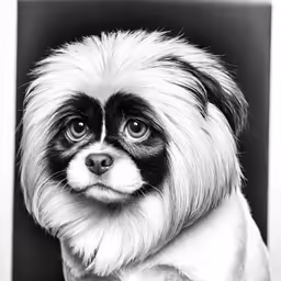 small dog with large hair and black eyes