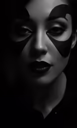 a woman with black makeup and face paint
