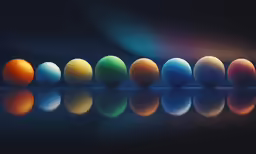 there are a lot of different colored eggs in the same row