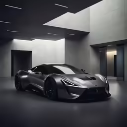 the new concept sports car in an empty room