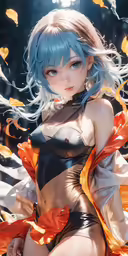 a anime scene of a young lady with blonde hair and butterfly wings
