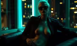 a very sexy lady with large breast posing in the dark