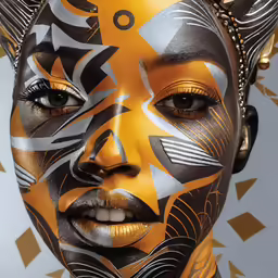 a woman is painted like a native american tribal style