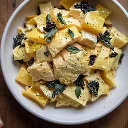 a bowl of some sort with some garnish on top