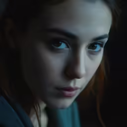 a close up of a person with very blue eyes