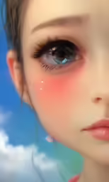 a female face is showing her eye makeup