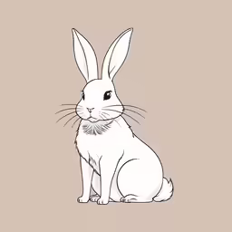 a bunny in black and white sitting on a brown background