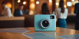 a small camera on a table in a hotel