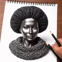 a drawing of a woman wearing a big afro