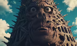 a weird looking looking creature in the middle of a tall building