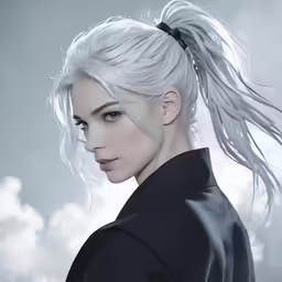 a person with very long hair and wearing black