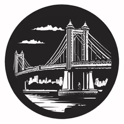 a black and white image of the bridge