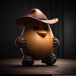 a toy with big eyes and a cowboy hat