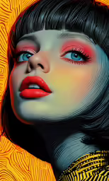an artistic woman with colorful makeup and hair