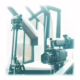 the action camera is setting up in front of the window