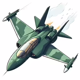 a green plane is flying with smoke coming out of it