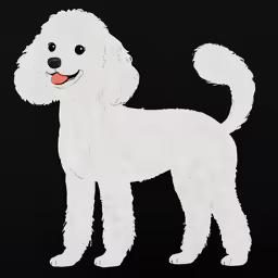 a drawing of a poodle in white paint