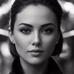 a woman looking at the camera with large breasts