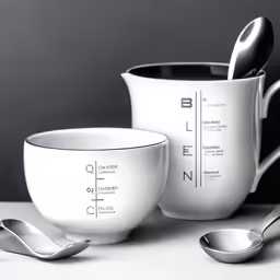 a close up of spoons next to some cups
