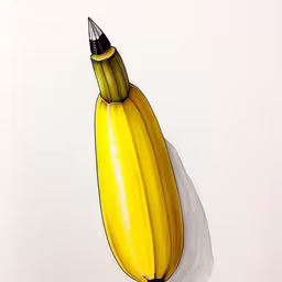 a close up of a yellow banana with a black tip