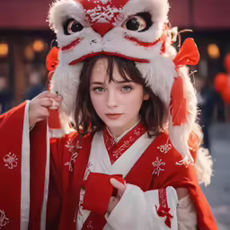 a person wearing an orange and white animal costume