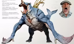 the dinosaur with his mouth open and teeth wide