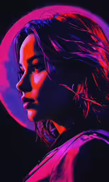 the movie poster for avengers, with a beautiful woman,a woman with long hair in the background of an image of the moon