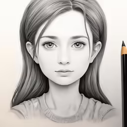 a drawing of a girl with long hair