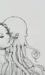 a drawing of a black and white octopus
