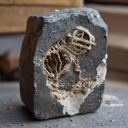 a rock with some kind of human bones in it