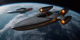 two small jet like spaceships in outer space