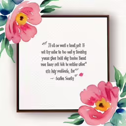 a quote on watercolor painted roses with green leaves,watercolor pink flowers with an inspirational quote by artist, rachel schimel