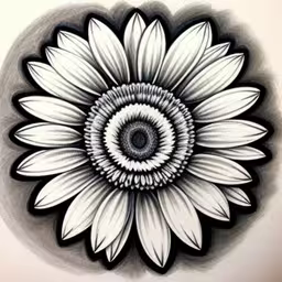 a sunflower is drawn on paper with graph,a drawing of a large sunflower in black and white,a drawing of a sunflower with its petals drawn on paper,a drawing of a sunflower on paper,a drawing of a sunflower that is on the wall