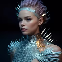 an image of a woman that is wearing silver and spiked hair