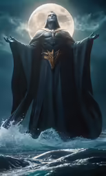 a digital painting of the superman standing in the ocean