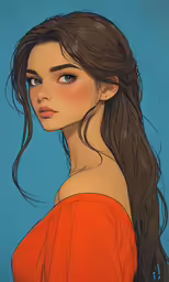 an image of a woman in red top