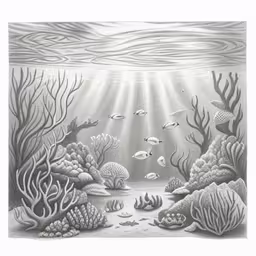 drawing with a pencil and paper by hand under water