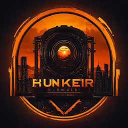 the logo of a sci - ficent movie in an orange glow,some type of futuristic scificents logo, but for example, it also looks good