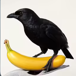 there is a bird that is sitting on a banana