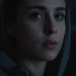 the evil woman stares at something by herself