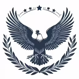 a navy eagle with stars and a wreath around it