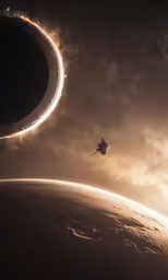 two spacex planes flying above an earth in outer space